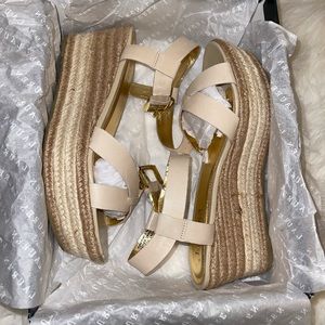 Lauren Ralph Lauren - Roberta Espadrilles Sandals - champagne tan wedge size 9.5